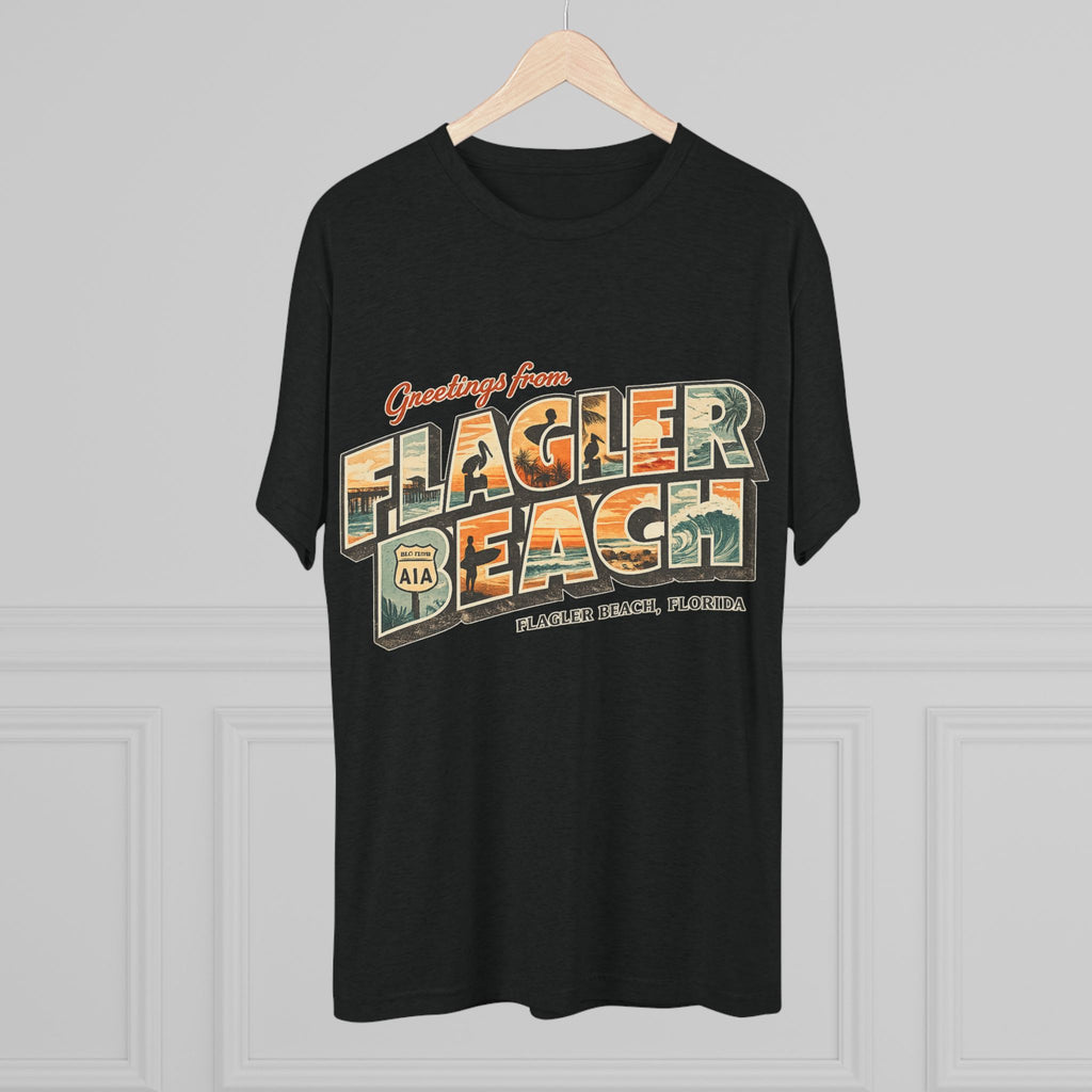 Flagler Beach Retro Postcard Tee — "Greetings From Flagler Beach" Souvenir Shirt