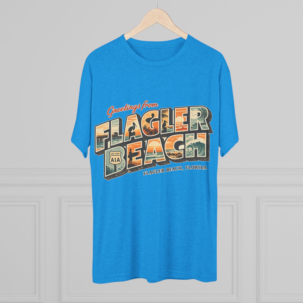 Flagler Beach Retro Postcard Tee — "Greetings From Flagler Beach" Souvenir Shirt