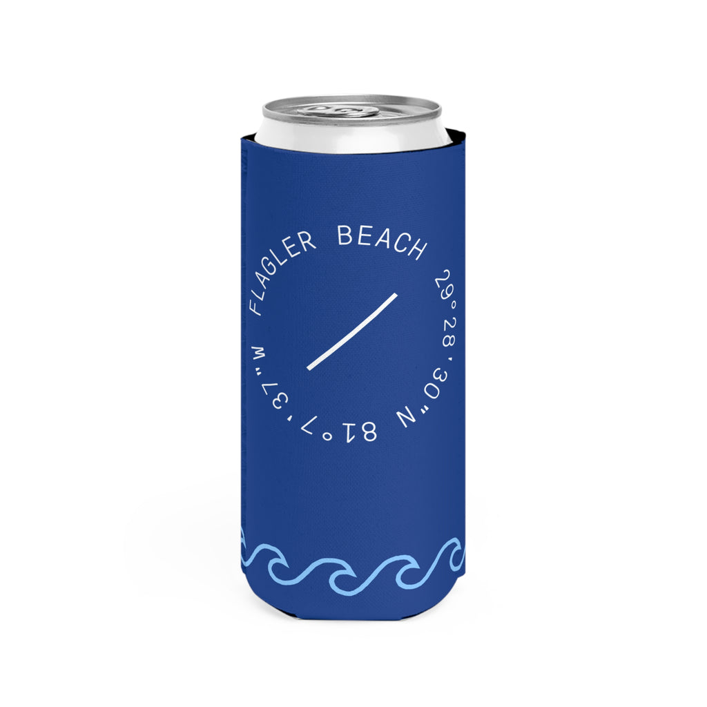 Flagler Beach Slim Can Cooler — Tall Seltzer Coozie for Beach & Pool Days
