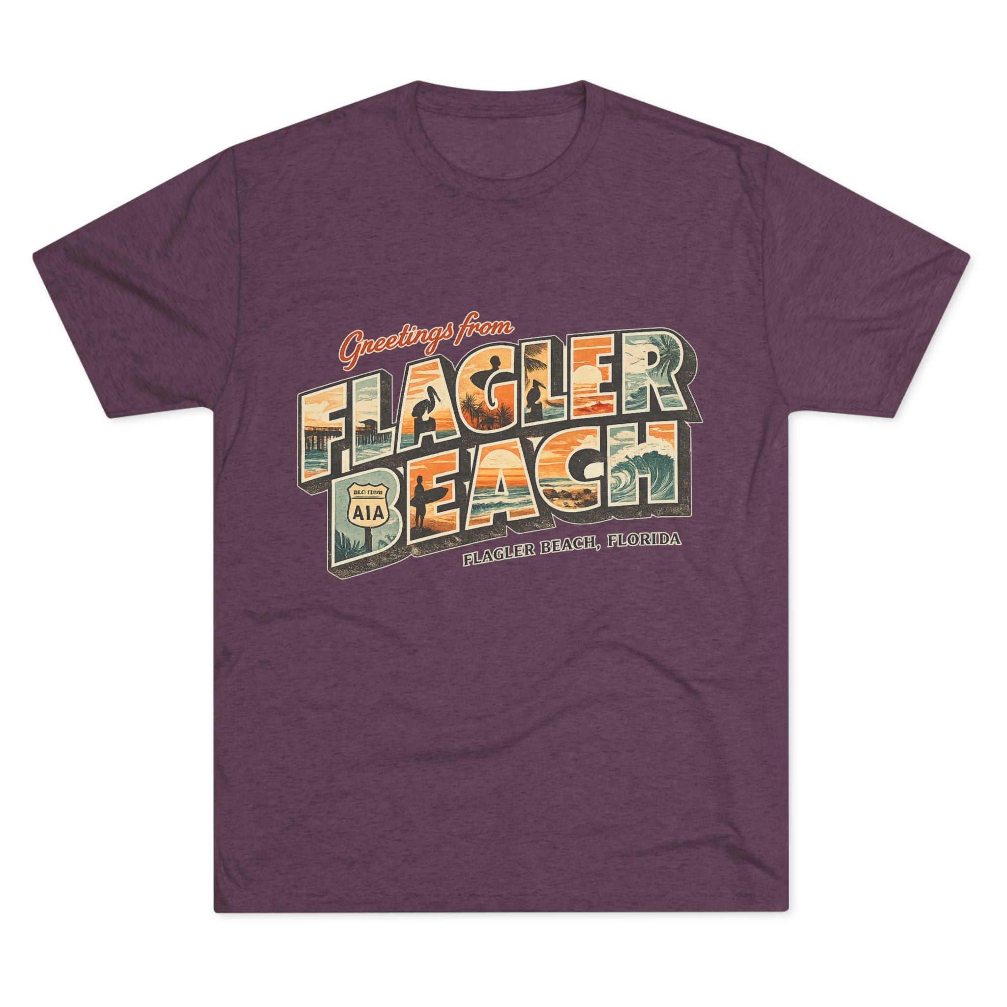 Flagler Beach Retro Postcard Tee — "Greetings From Flagler Beach" Souvenir Shirt