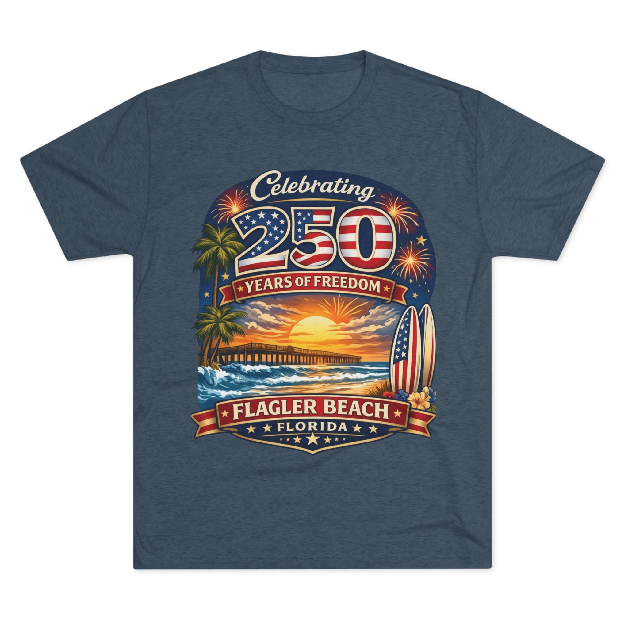 Flagler Beach Florida 250 Years of Freedom Sunset T-Shirt