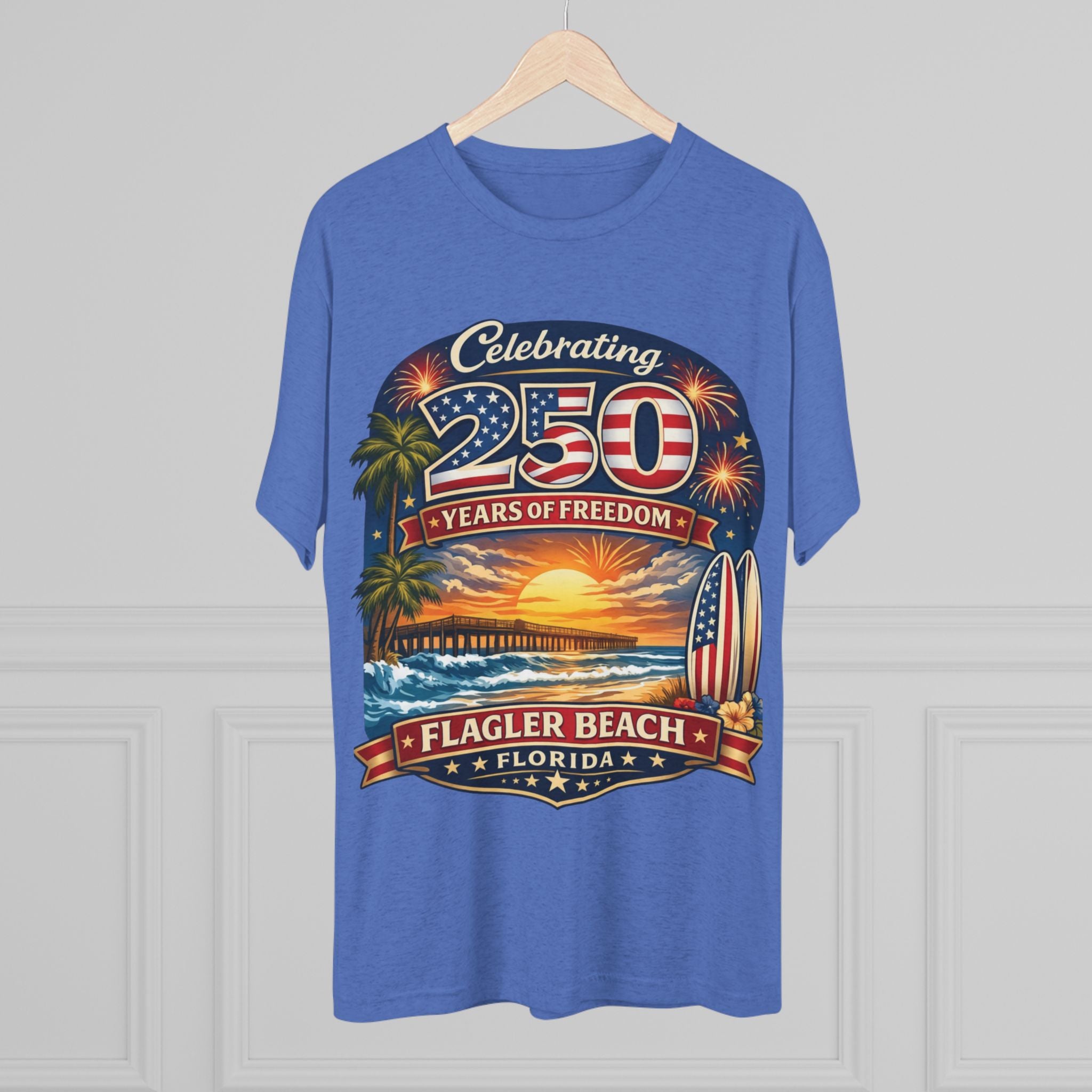 Flagler Beach Florida 250 Years of Freedom Sunset T-Shirt
