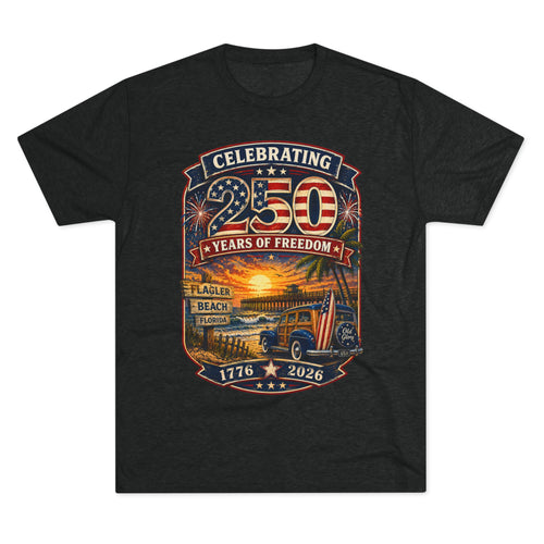 Flagler Beach 250th Anniversary T-Shirt — Vintage Pier Graphic Patriotic Tee