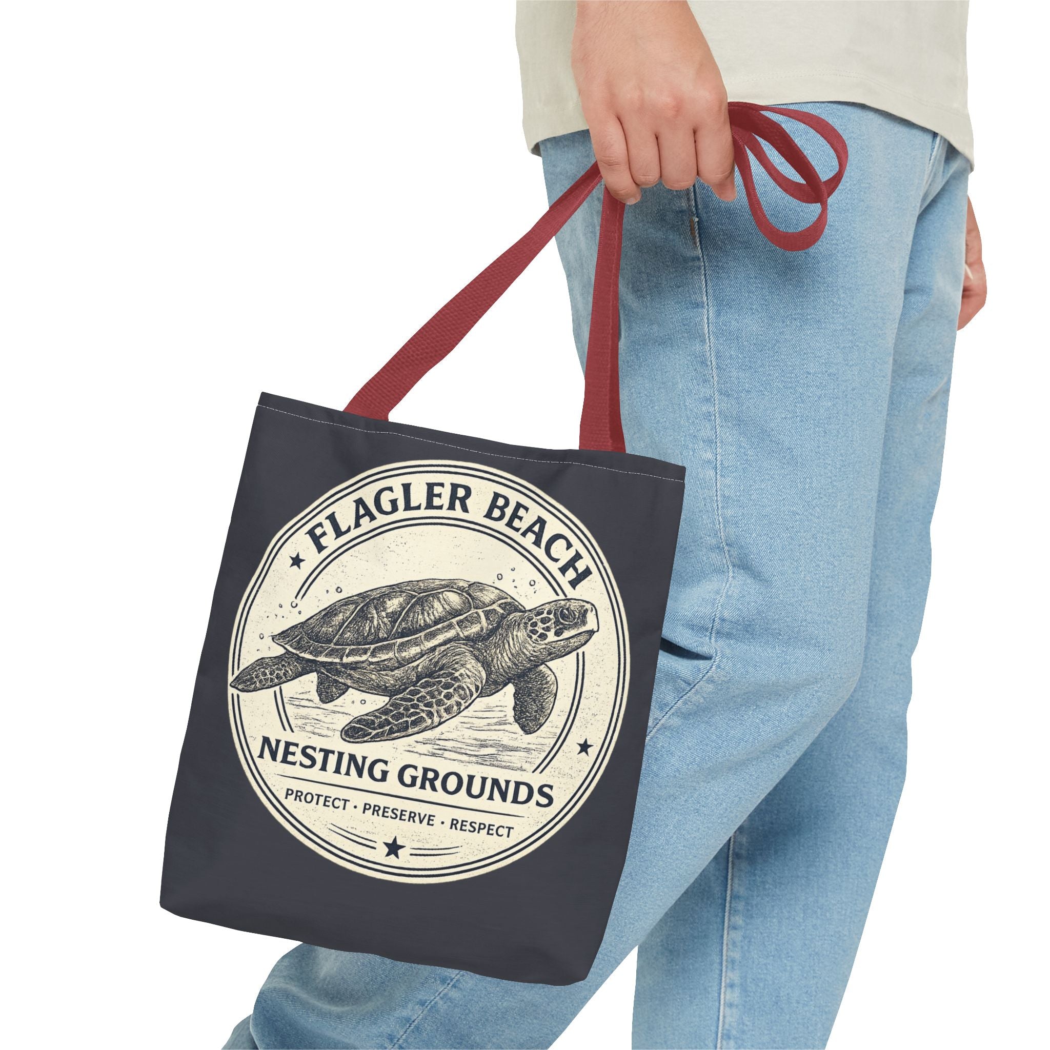 Flagler Beach Turtle Tote Bag — Nesting Grounds Conservation Canvas Tote