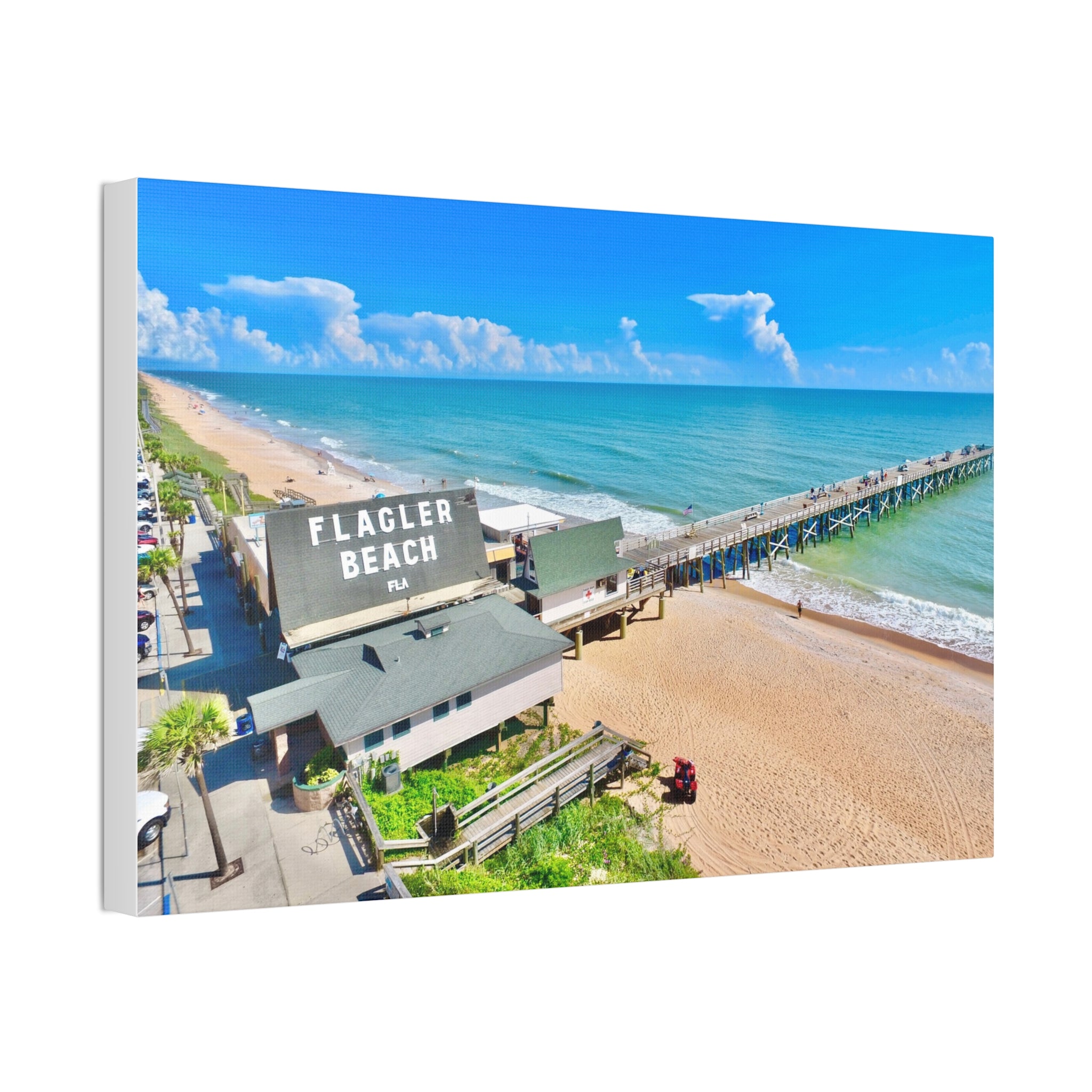 Flagler Beach Pier Canvas Print — Coastal Wall Art, 1.5" Stretched Canvas