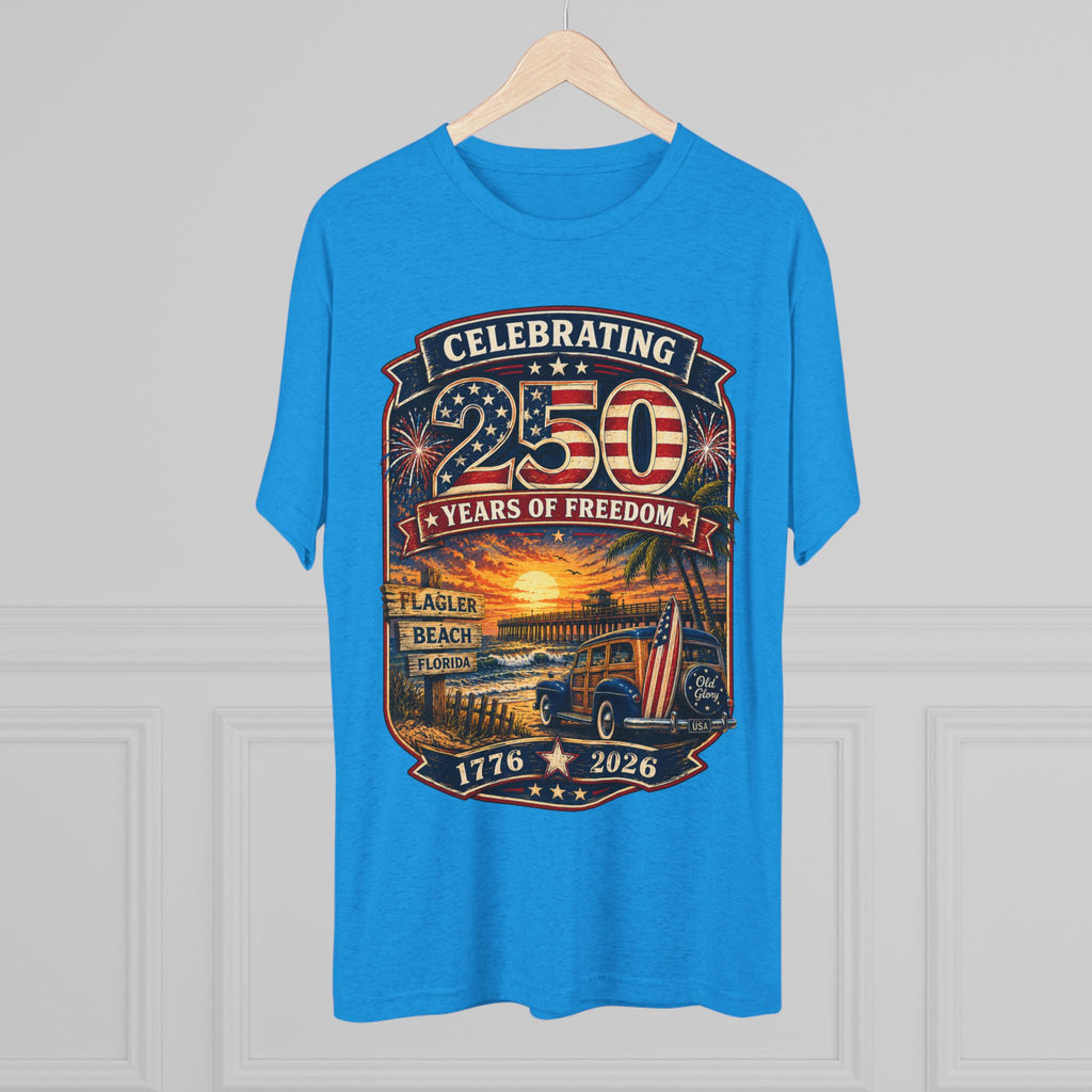Flagler Beach 250th Anniversary T-Shirt — Vintage Pier Graphic Patriotic Tee