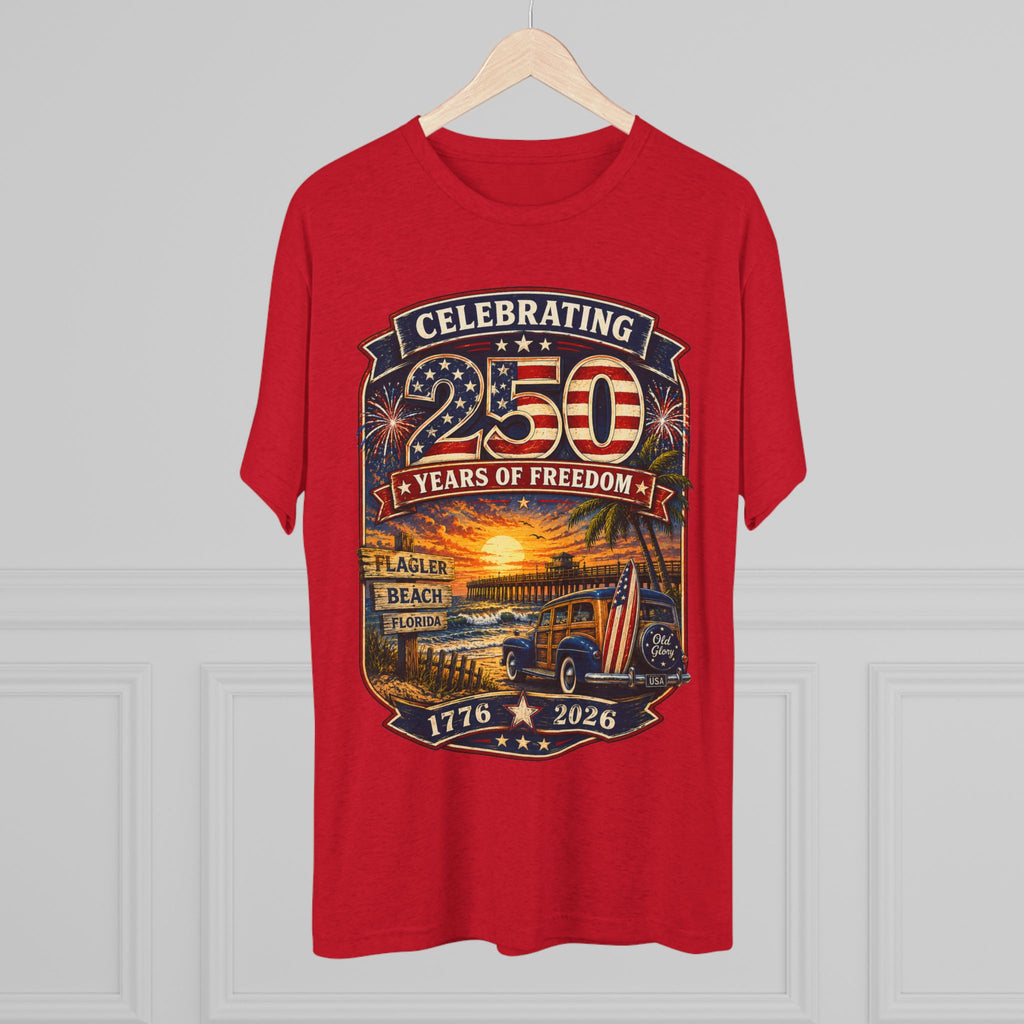 Flagler Beach 250th Anniversary T-Shirt — Vintage Pier Graphic Patriotic Tee