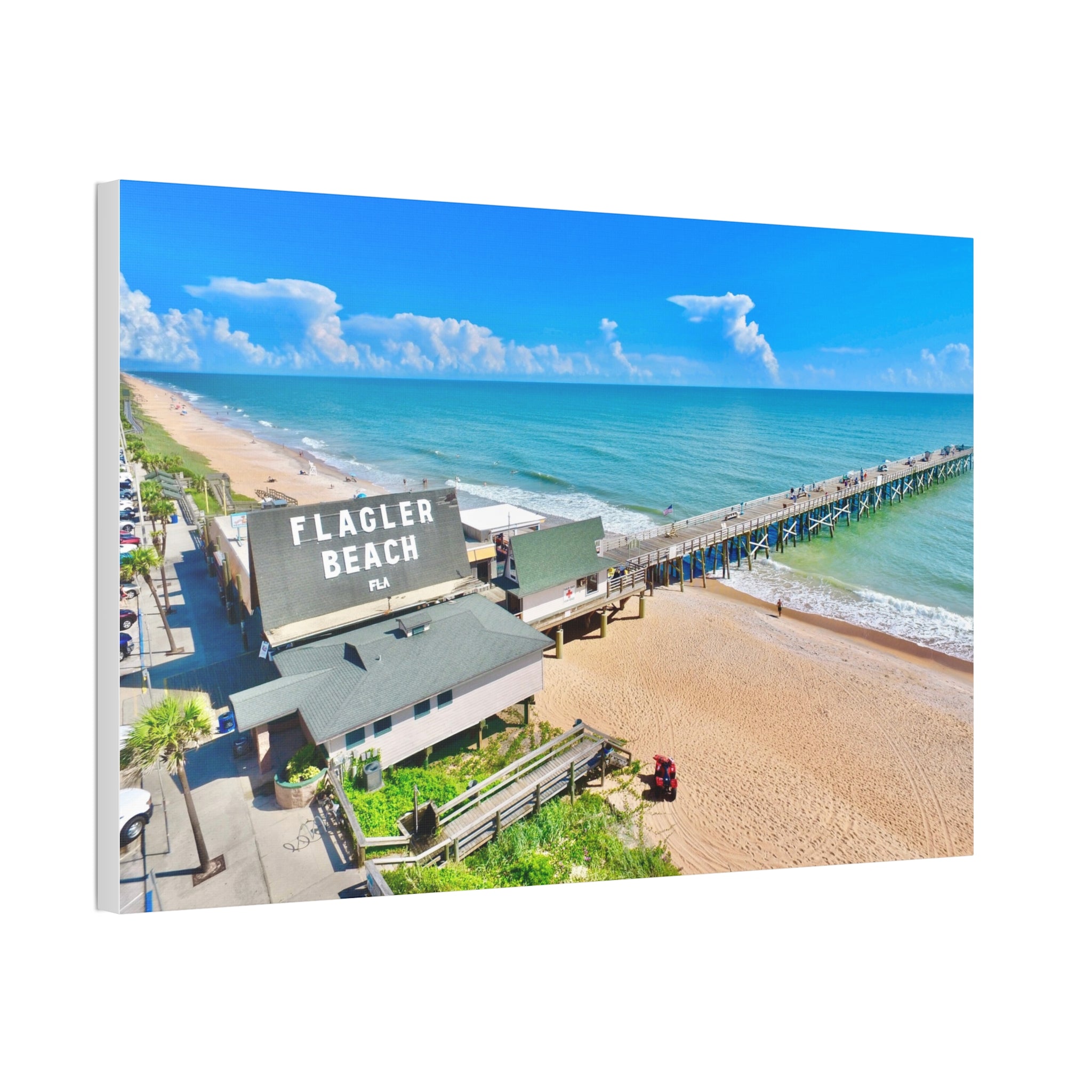 Flagler Beach Pier Canvas Print — Coastal Wall Art, 1.5" Stretched Canvas