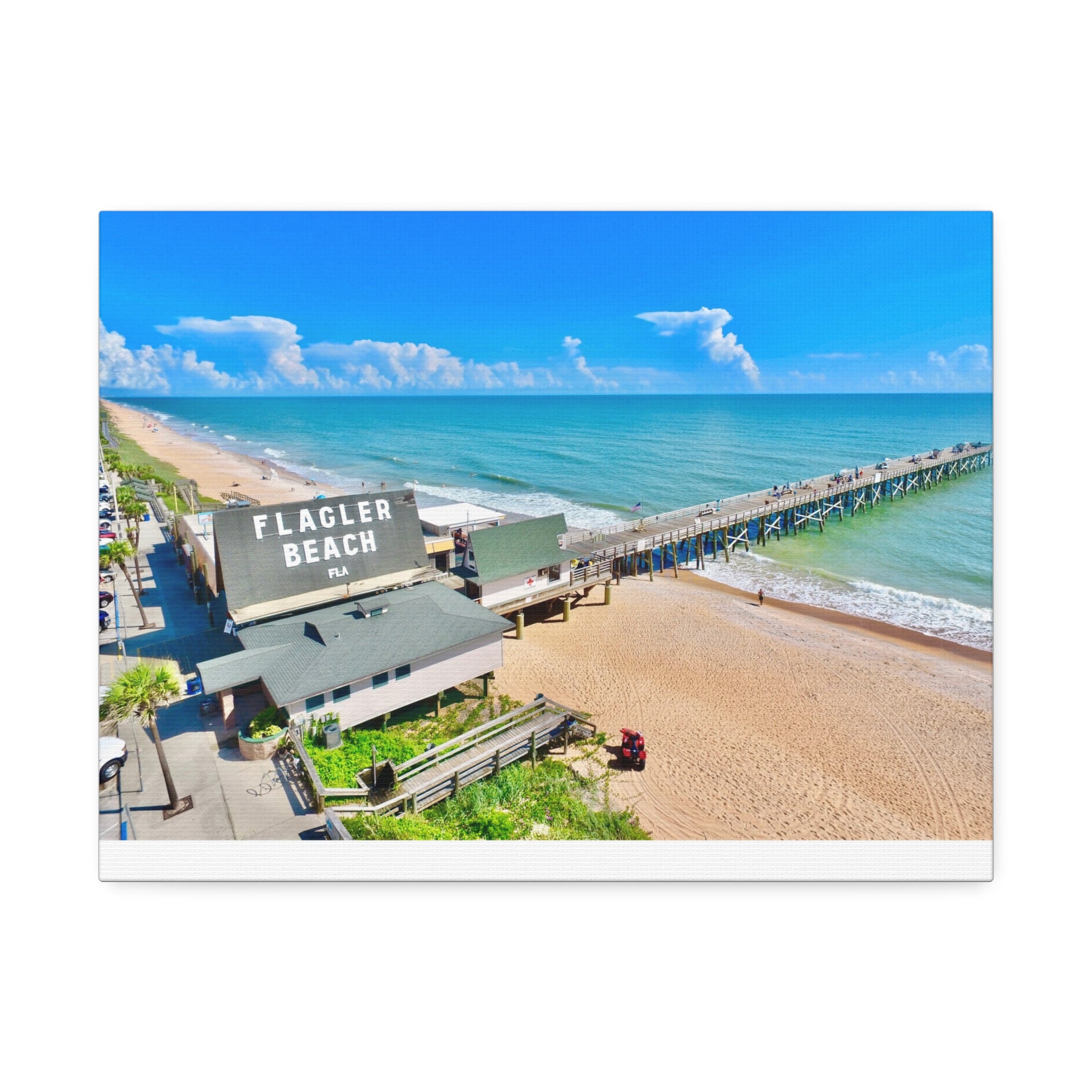 Flagler Beach Pier Canvas Print — Coastal Wall Art, 1.5" Stretched Canvas