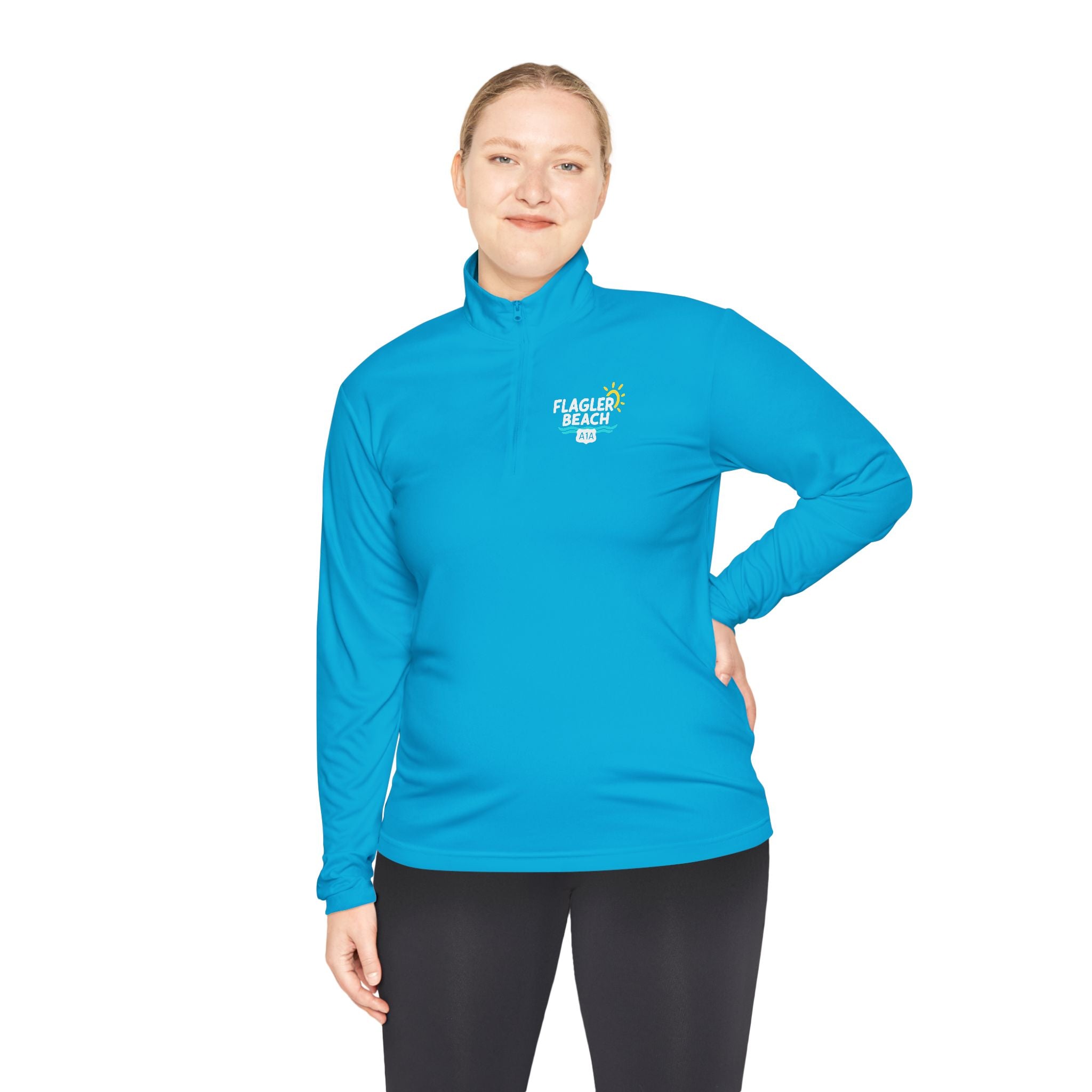 Flagler Beach A1A Quarter-Zip Pullover — Coastal Flag Graphic