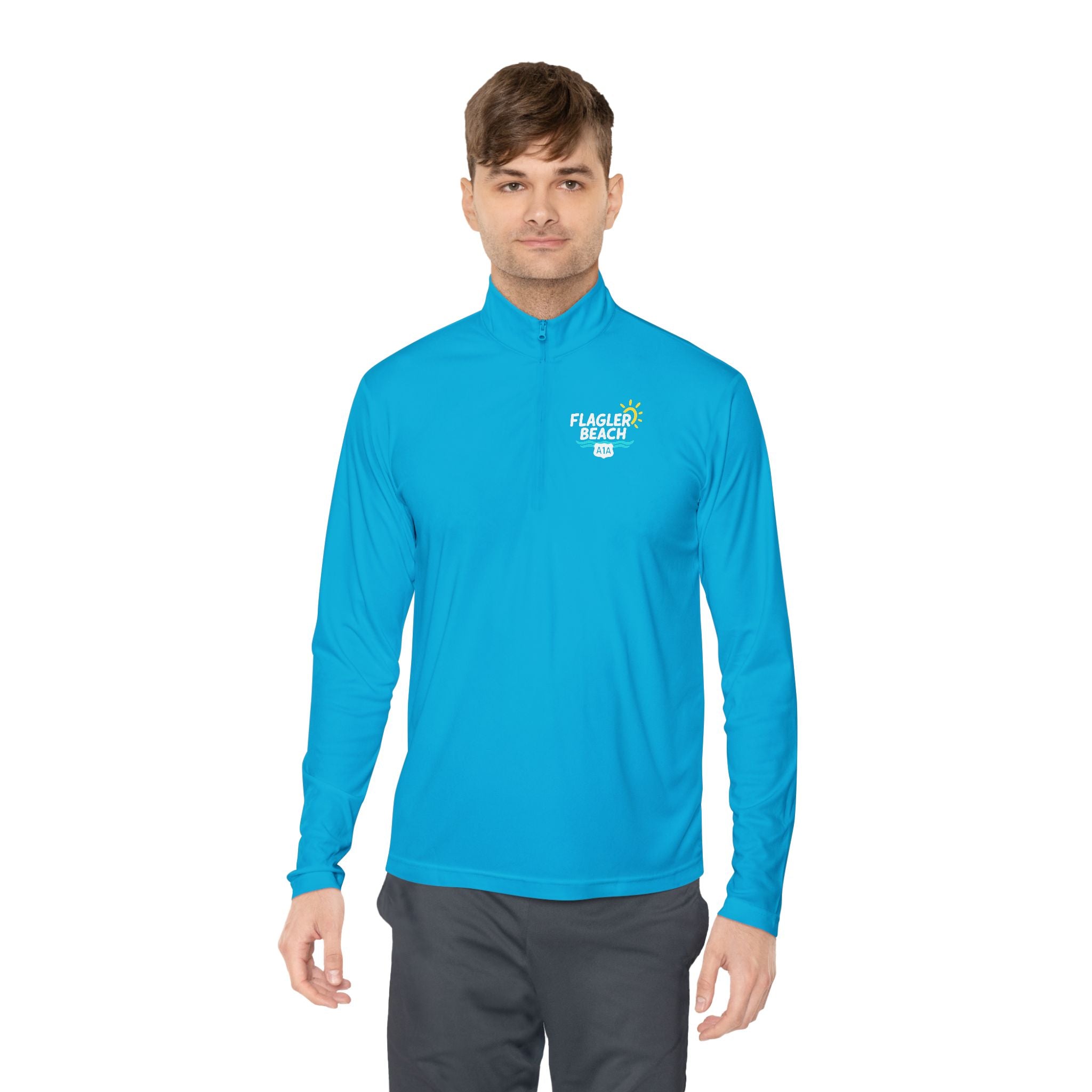Flagler Beach A1A Quarter-Zip Pullover — Coastal Flag Graphic