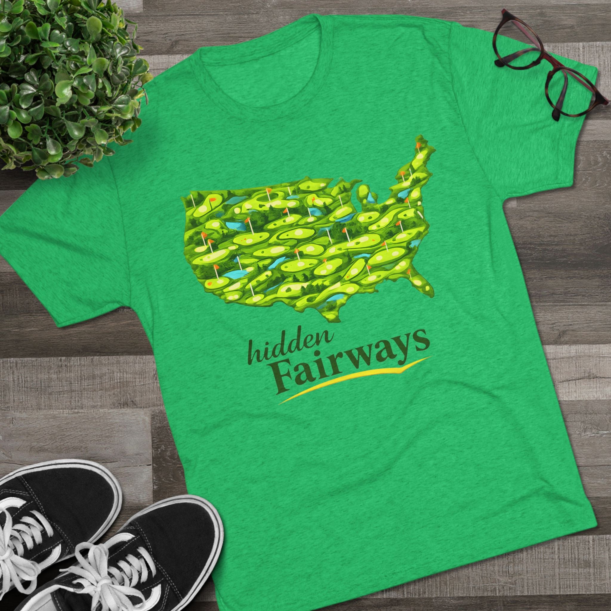Golf Map T‑Shirt — "Hidden Fairways" USA Course Art