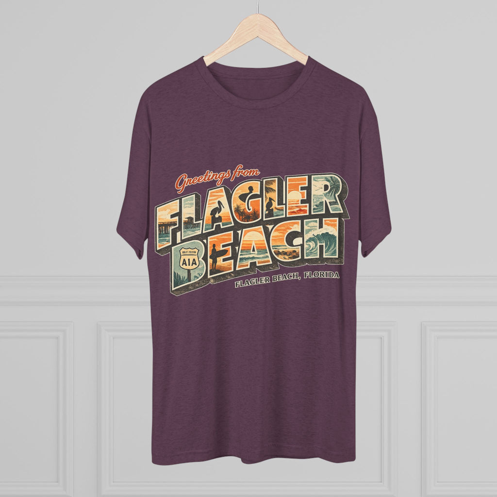 Flagler Beach Retro Postcard Tee — "Greetings From Flagler Beach" Souvenir Shirt
