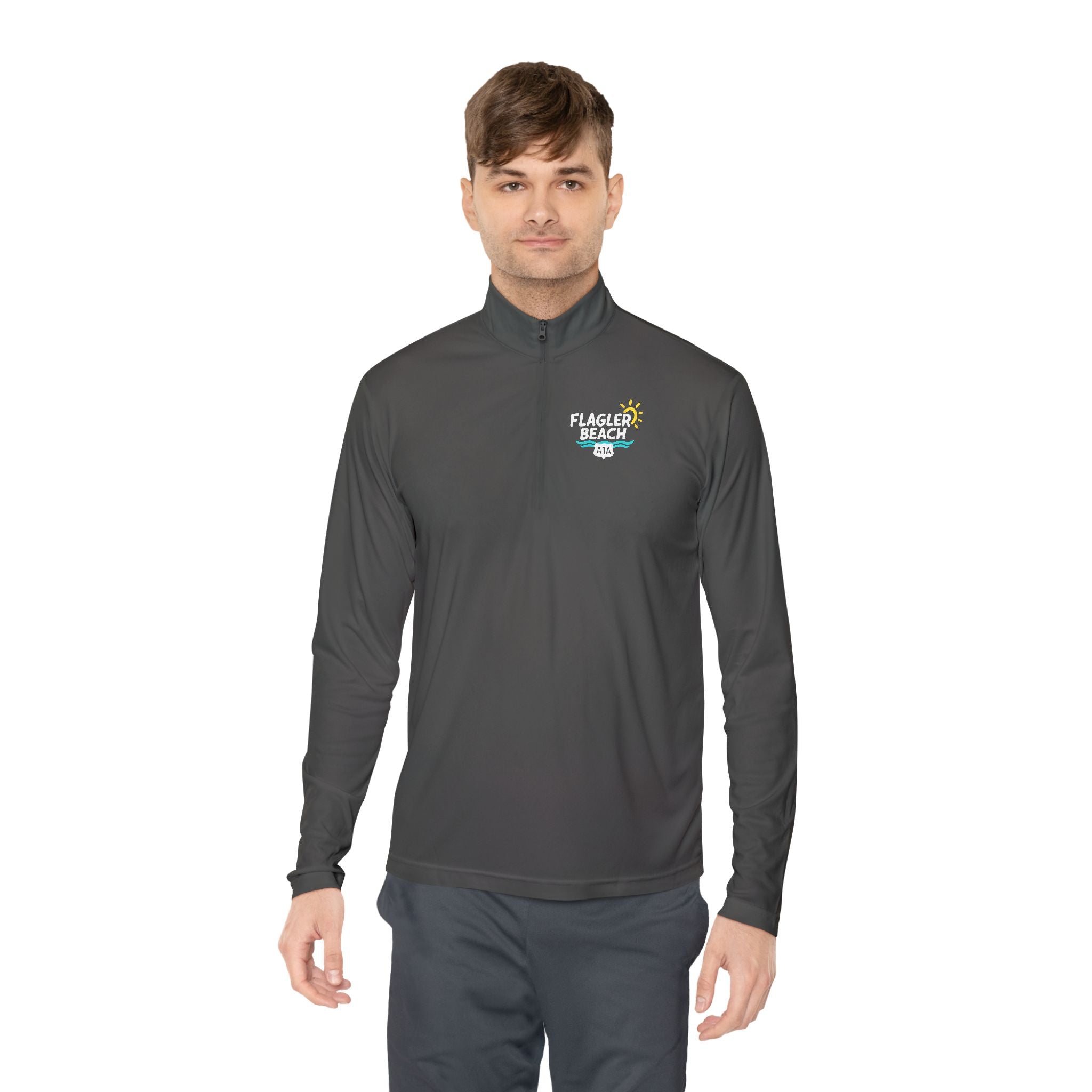 Flagler Beach A1A Quarter-Zip Pullover — Coastal Flag Graphic