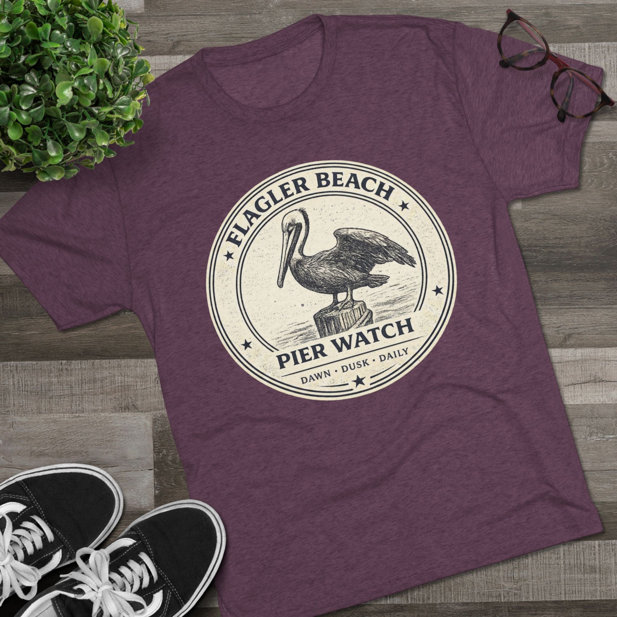 Flagler Beach Pier Watch Pelican T‑Shirt
