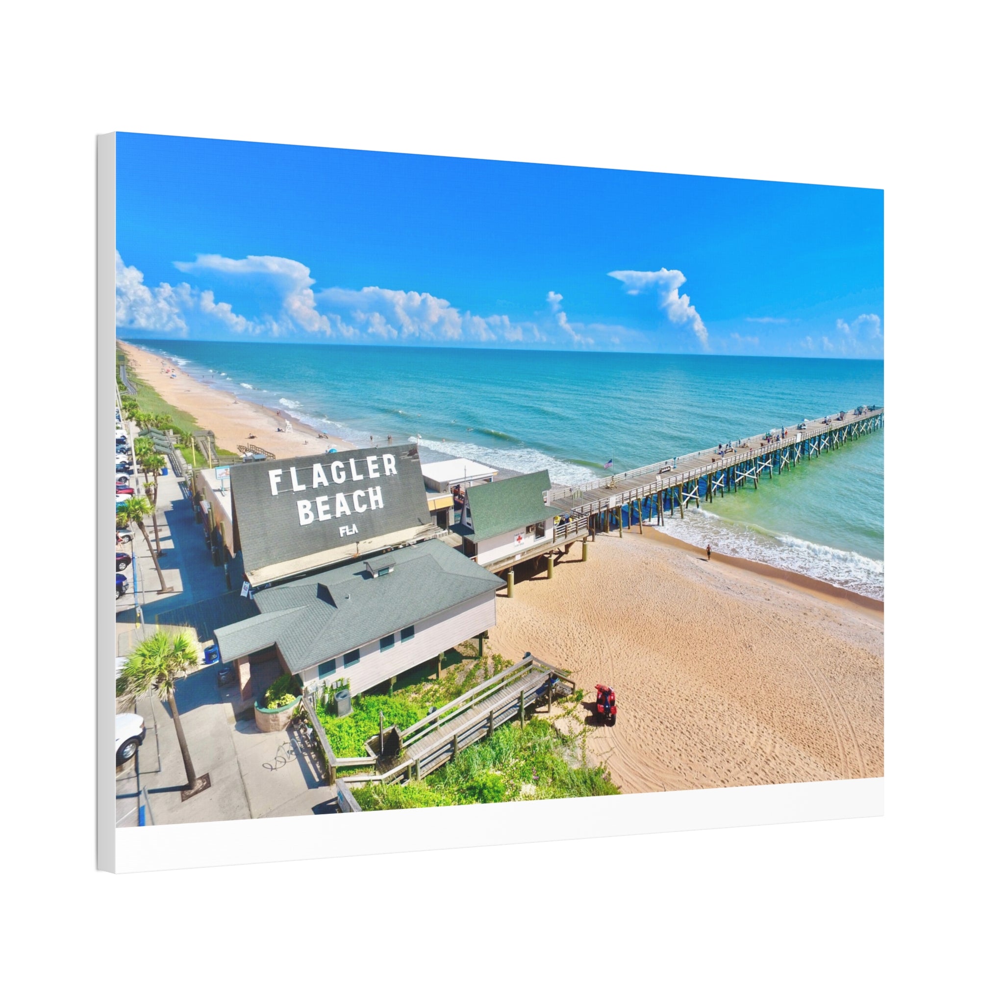Flagler Beach Pier Canvas Print — Coastal Wall Art, 1.5" Stretched Canvas
