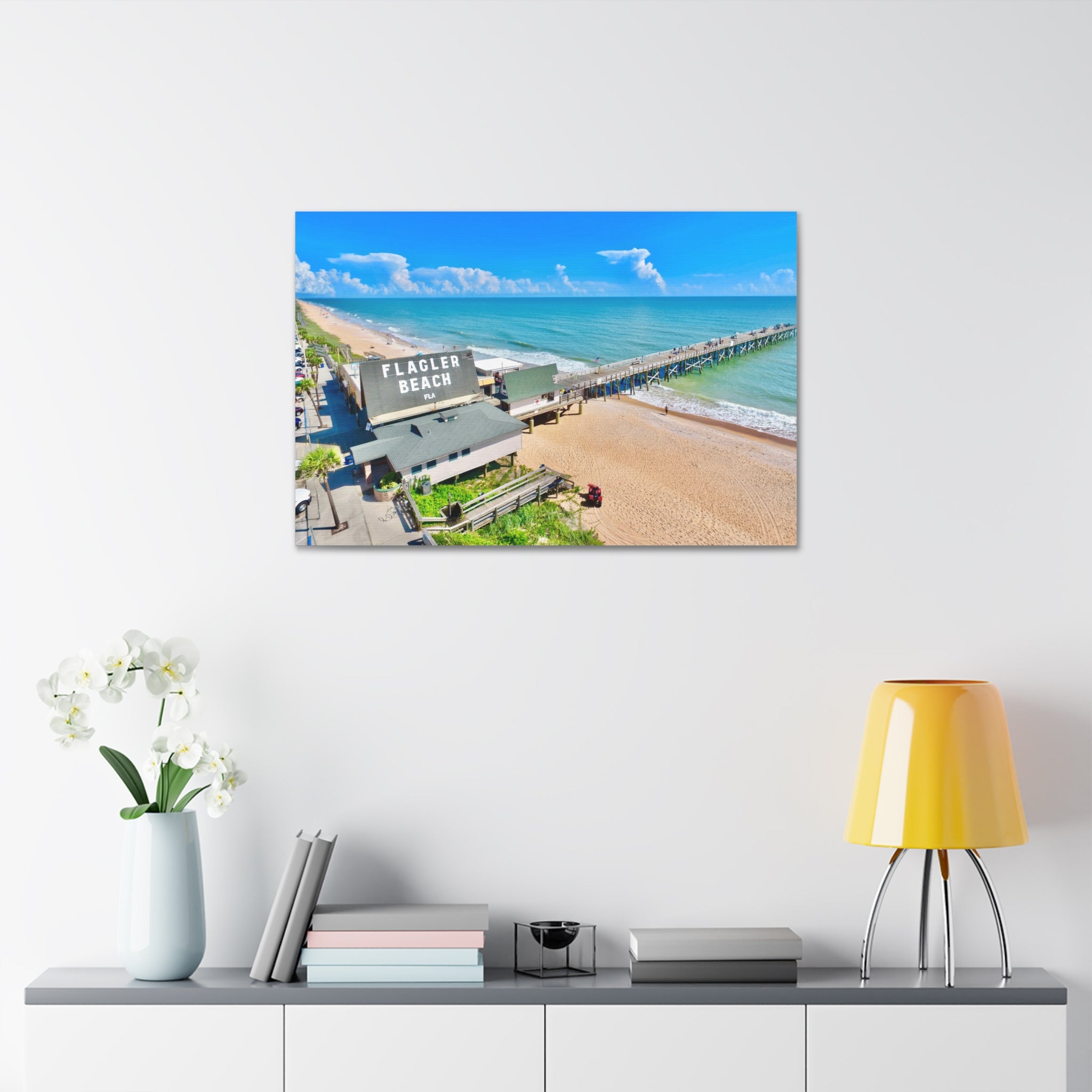 Flagler Beach Pier Canvas Print — Coastal Wall Art, 1.5" Stretched Canvas