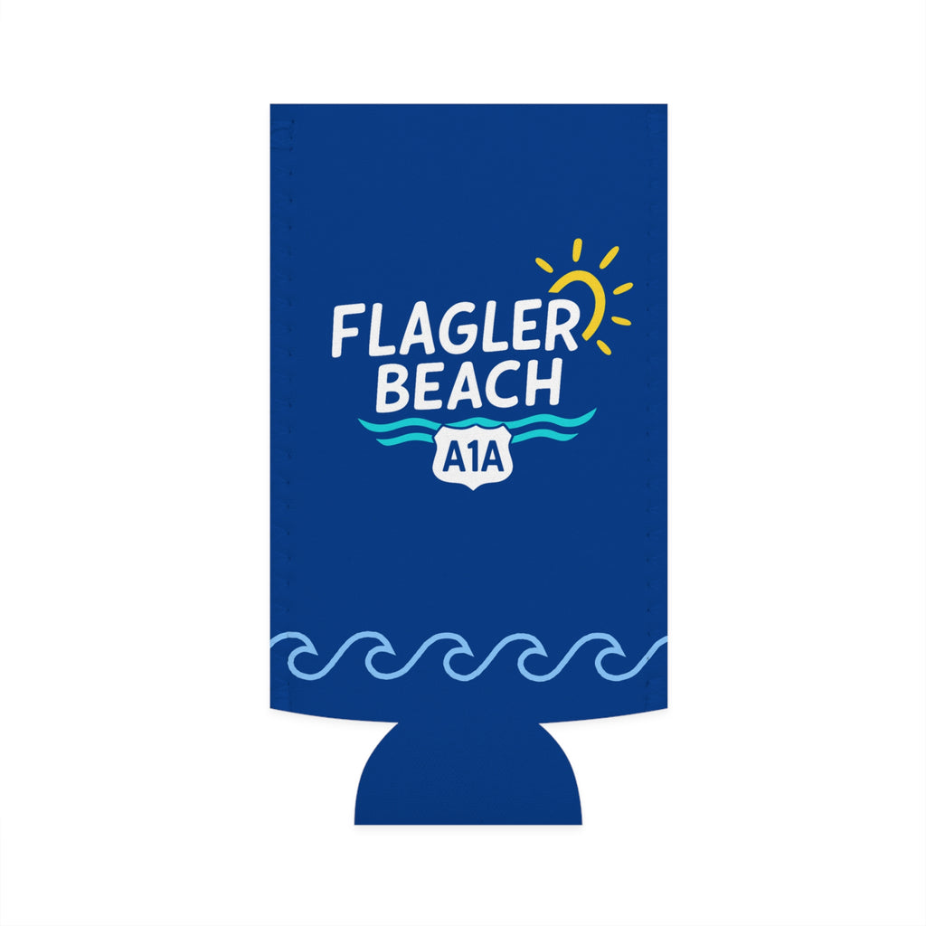 Flagler Beach Slim Can Cooler — Tall Seltzer Coozie for Beach & Pool Days