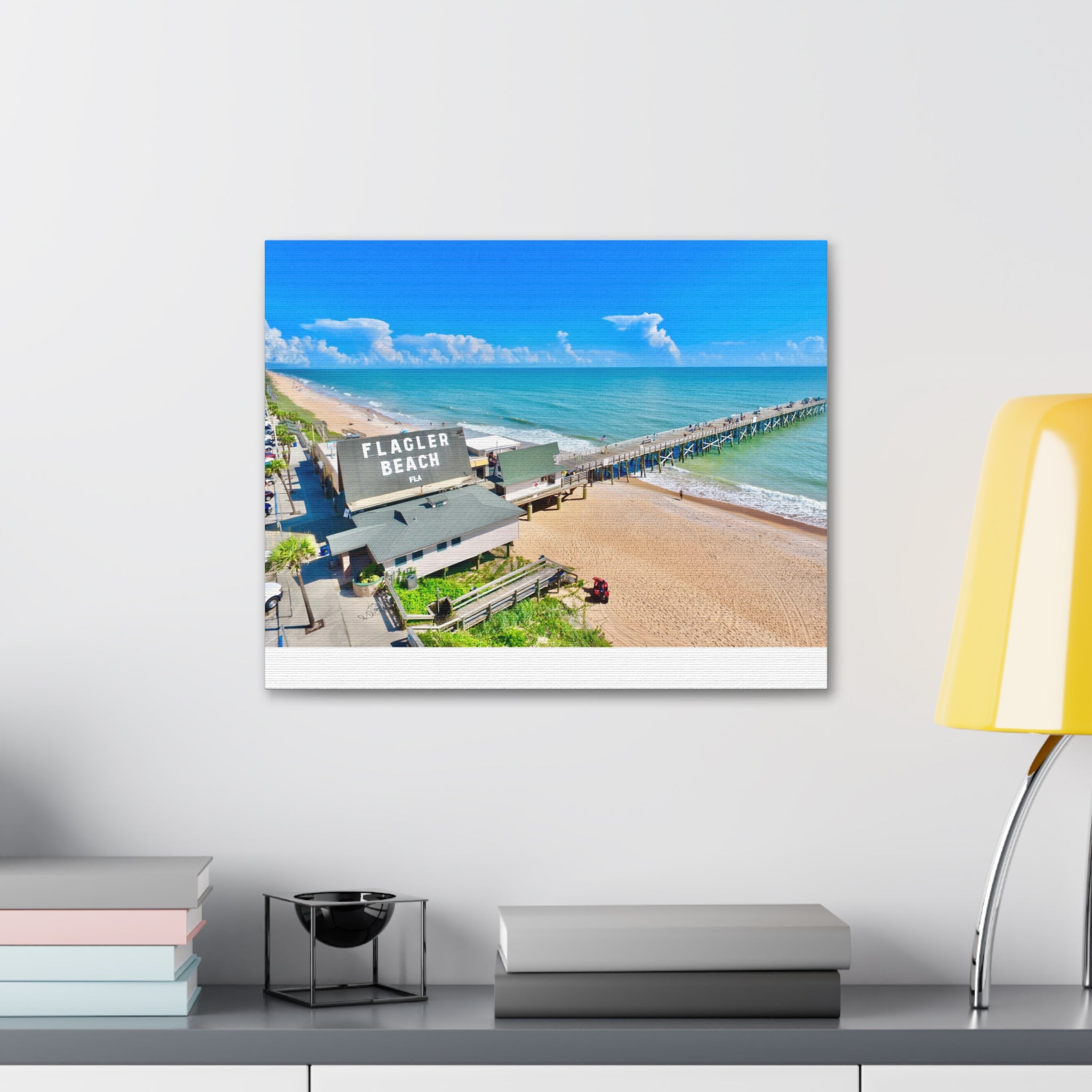 Flagler Beach Pier Canvas Print — Coastal Wall Art, 1.5" Stretched Canvas
