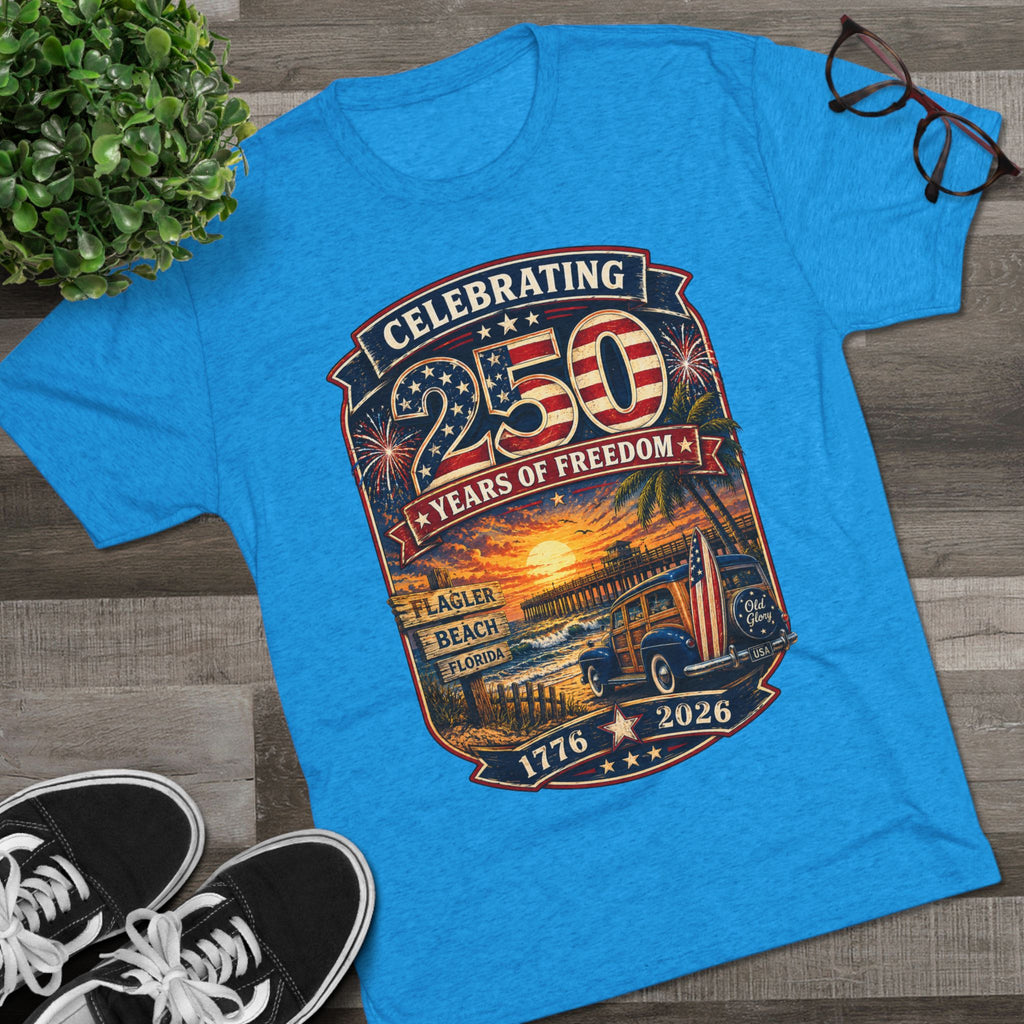 Flagler Beach 250th Anniversary T-Shirt — Vintage Pier Graphic Patriotic Tee