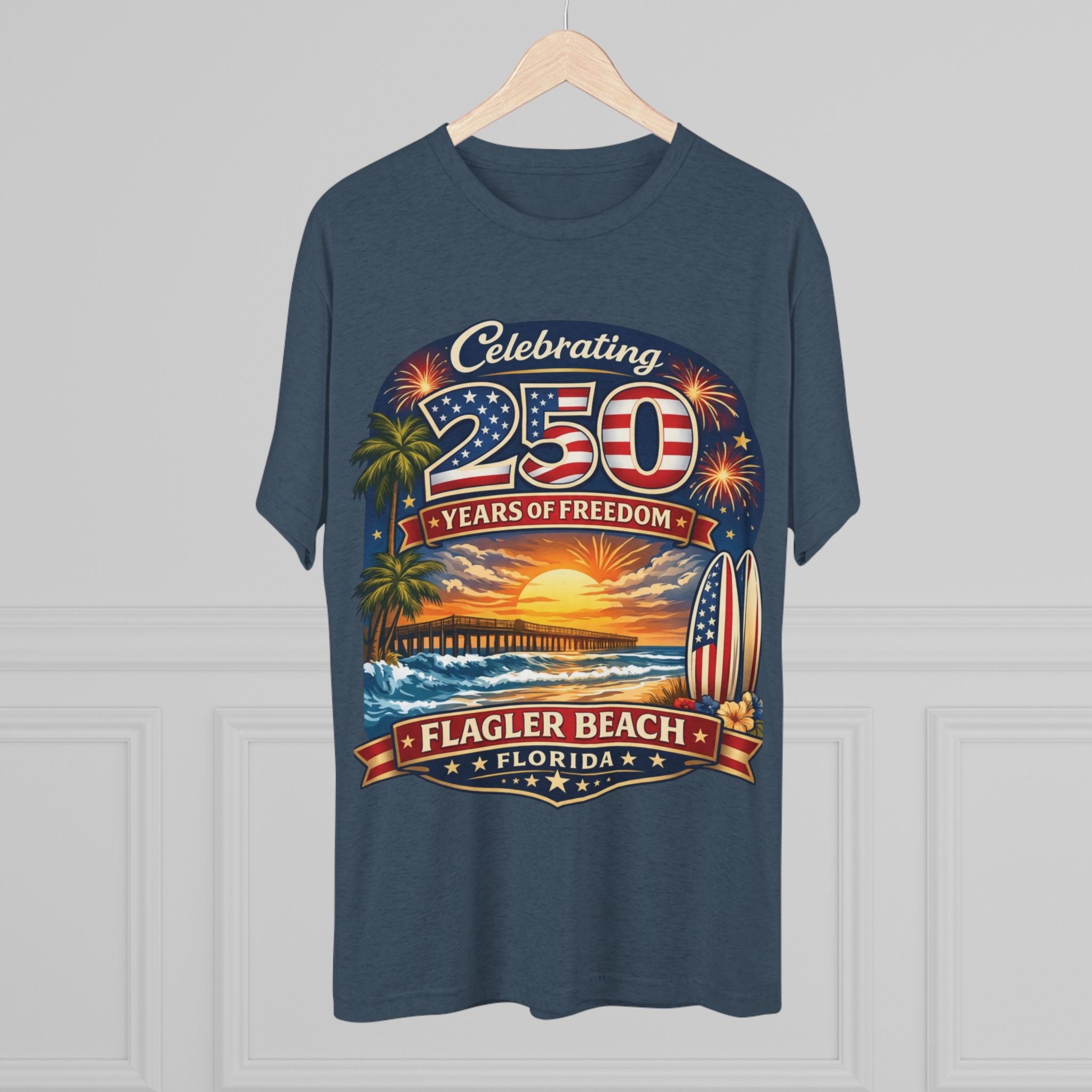 Flagler Beach Florida 250 Years of Freedom Sunset T-Shirt