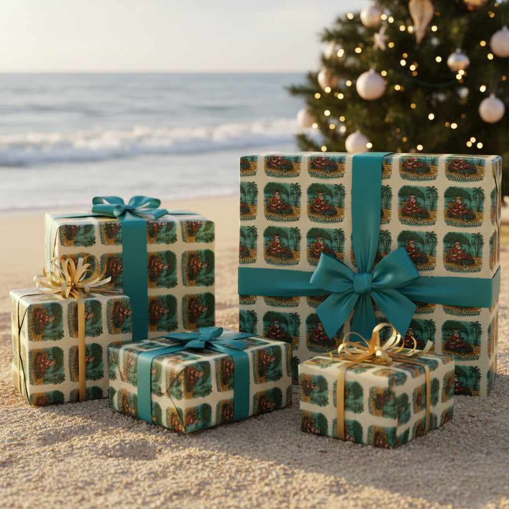 Santa’s Beach Ride Wrapping Paper – Flagler Beach Christmas Edition