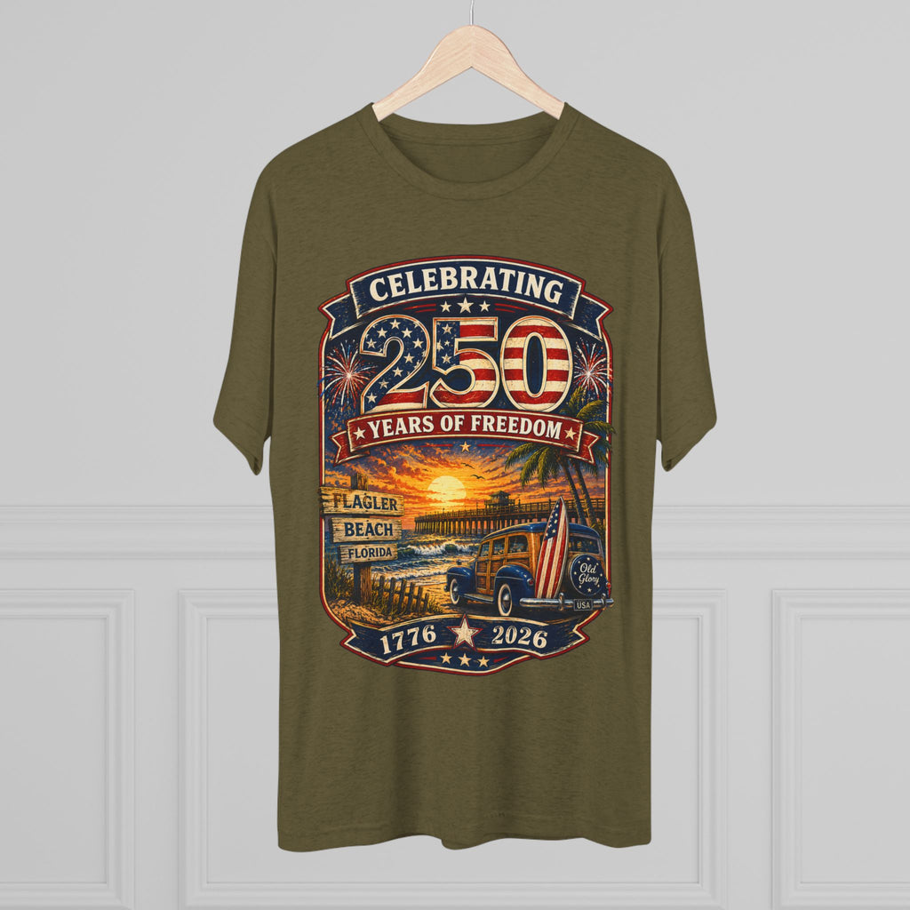Flagler Beach 250th Anniversary T-Shirt — Vintage Pier Graphic Patriotic Tee