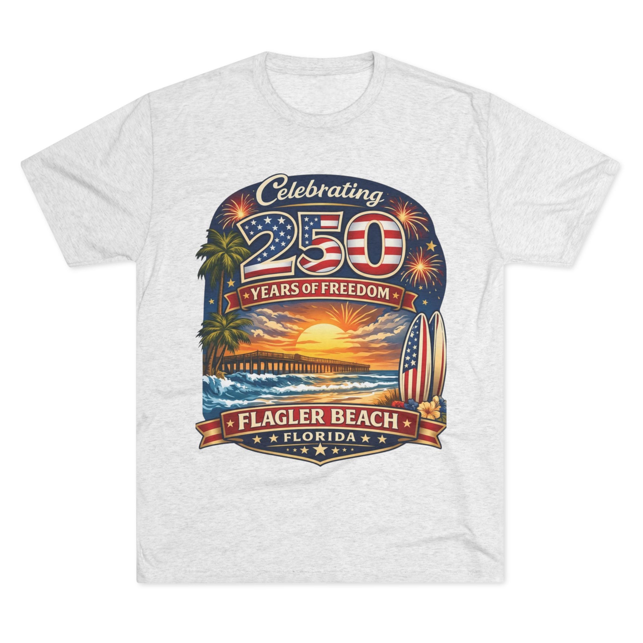 Flagler Beach Florida 250 Years of Freedom Sunset T-Shirt
