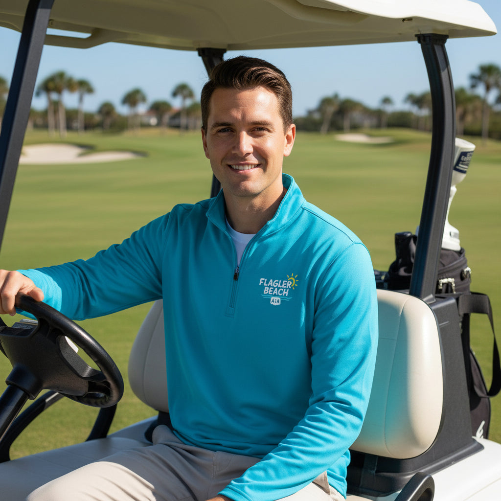 Flagler Beach A1A Quarter-Zip Pullover — Coastal Flag Graphic