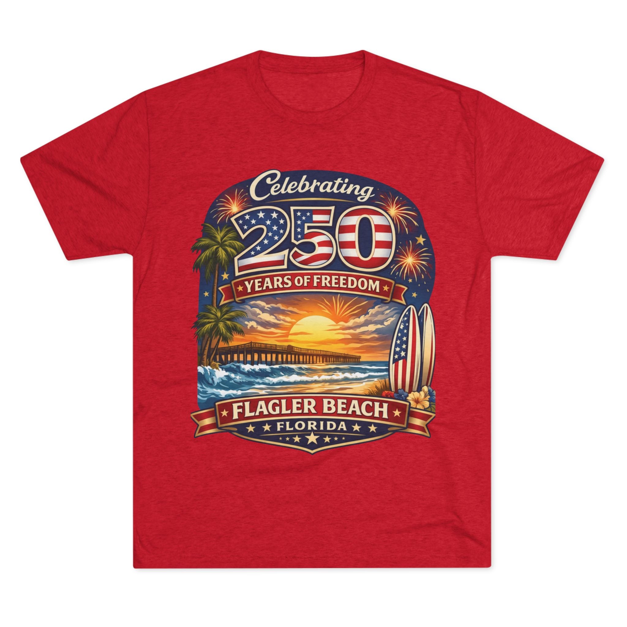 Flagler Beach Florida 250 Years of Freedom Sunset T-Shirt